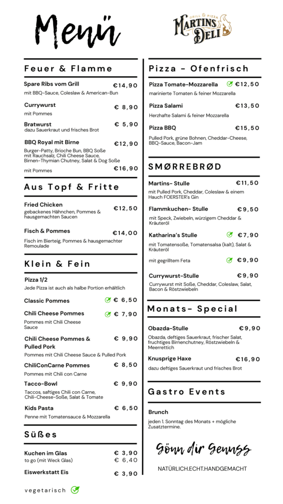 Speisekarte Oktober 2025 Neu